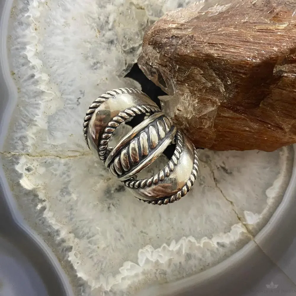 Carolyn Pollack Vintage Sterling Silver Decorated Ropes & Bands Ring For Women - Picture 2 of 10